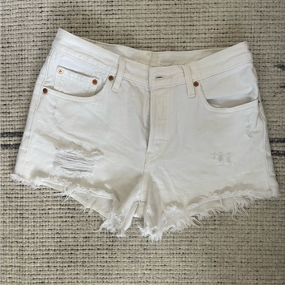 Levi's White Jean Shorts 501